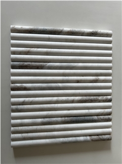Volakas White Marble Flute Mosaic Tiles For Interior Decoration