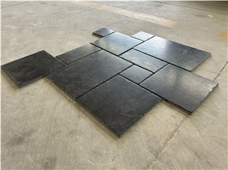 Antique Tumbled Surface Shandong Black Limestone Floor Tile