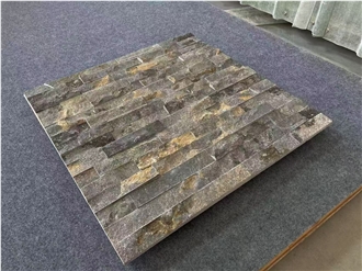 Black With Yellow Veins Limestone Stone Veneer