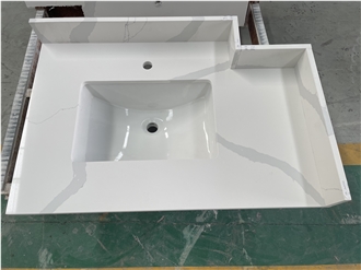 Artificial Calacatta White Quartz  Bathroom Tops