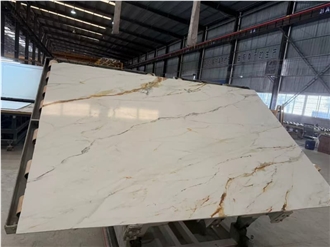 Artificial Marble Calacatta Golden Artificial Quartz, Engineered Stone Slabs