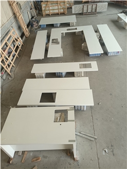2002 Pure White Quartz Kitchen Countertop
