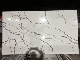 Calacatta Black Vein Quartz Slabs, Artificial Stone Slabs Pattern 8823