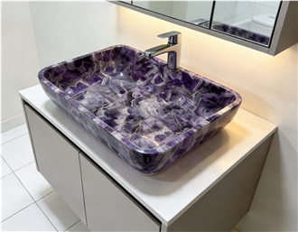 Amethyst Stone Bathroom Vessel Sink