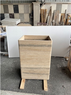 Italy Silver Travertine Free Standing Sink