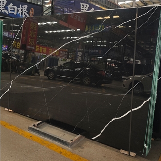 Nero Marquina Black Marble Slab For Interior Floor Tiles