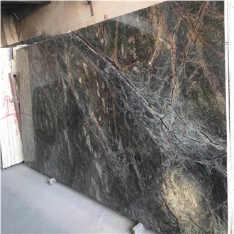 Polished Rainforest Green Marble Slabs Custom Cut-To-Size