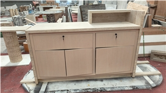 Luxury Beige Travertine Desk Cashier Reception Counters
