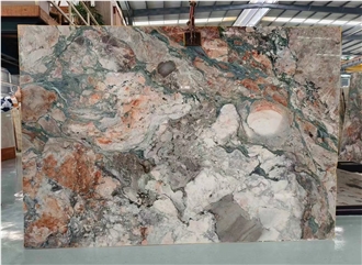 Natural Four Seasons Pink Green Marble Slabs