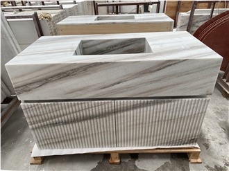 Palissandro Bluette Marble Integrated Basin For Luxury Hotel Projects