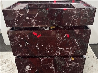 Rosso Levanto Marble Integrated Vanity Sink