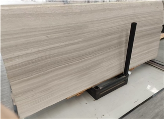 Honed Chinese White Wooden Marble Slabs For Walls & Floors