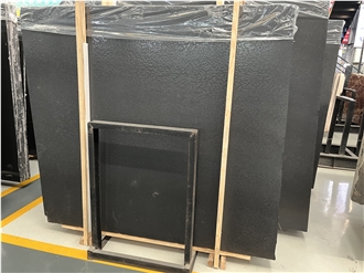 Leather Finish Chinese King Black Marble Slabs For Walls