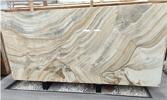 Polished Beige Turkey Onice Brioche Onyx Slabs For Walls
