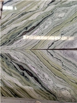 Polished Bookmatched Green Shangri La Jade Marble Slabs