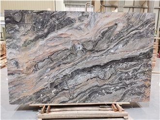 Polished Brown Grey Arabescato Grigio Rosa Marble Slabs