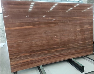 Polished Chinese Red Wood Grain Marble Slabs For Floors