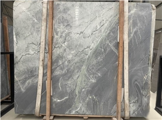 Polished Green Veined Amazon Blue Marble Slabs For Walls