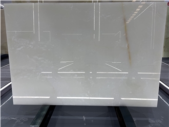 Polished Iran Snow White Onyx Slabs For Walls And Floors