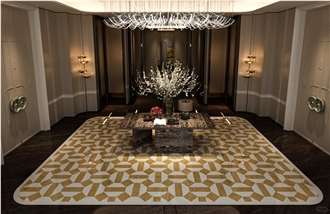 Giallo Reale Marble Waterjet Cut Pattern Floor Tiles