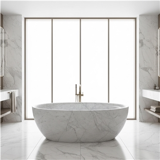 Carrara White Marble Freestanding Bathtub