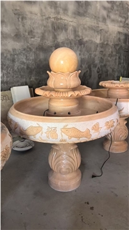 Decorative Sunset Red Marble Garden Floating Ball Fountain