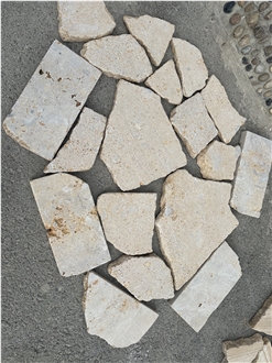 Light Beige And Ivory White Travertine Irregular Flagstone Crazy Pavers