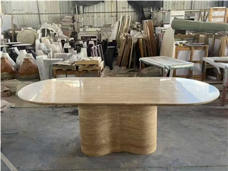 Luxury Beige Travertine Furniture Table Top