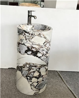 Luxury Stone White Elephant White Marble Pedestal Basin