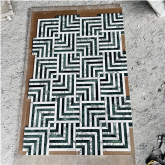 Marble Maze Square Weave Mosaic Tiles Water-Jet Inlay