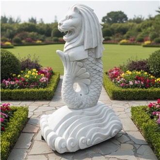 Merlion Animal Sculpture Lion Fish For Outdoor Decoration