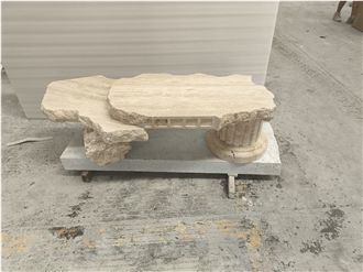 Beige Travertine Irregular Shape Stone Table