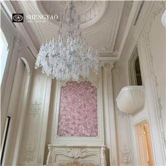 Luxury Villa Rose Quartz Gemstone Semiprecious Stone Wall Panels