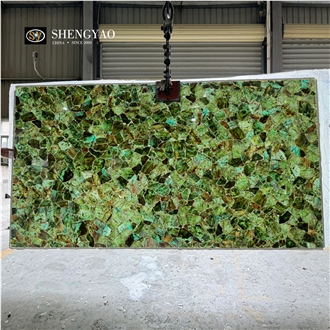 Translucent Green Agate Backlit Semiprecious Stone Slabs