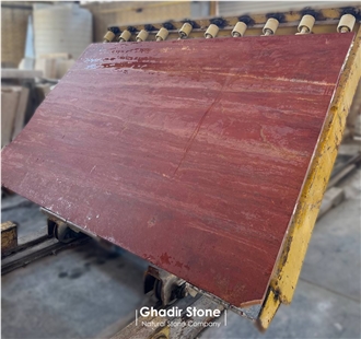 Iranian Red Travertine Slabs - Honed & Unfilled