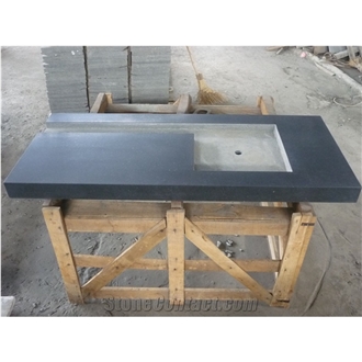 G684 Black Granite Honed Stone Bathroom Countertop