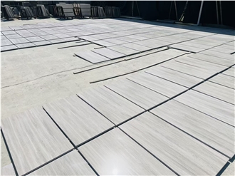 Wood White Marble Cut To Size Tiles For Villa Decoration