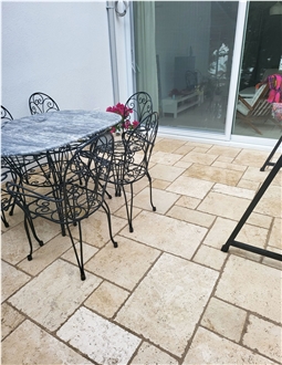 Light Travertine French Pattern Floor Tiles Natural Stone From Turkey