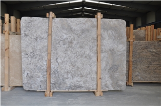 Silver Latte Travertine Slabs For Interior Wall Cladding