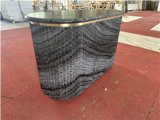 Black Wooden Marble Reception Desk Table
