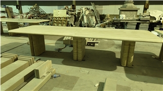 Travertine Dining Table Bespoke Round Corner