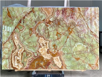 Antique Green Onyx Slabs Backlit Wall Feature Cladding