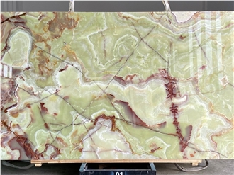 Backlit Green Onyx Slabs Interior Wall Panels
