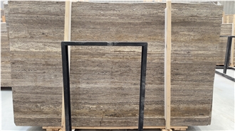 Honed Persian Silver Travertine Slabs For Walls And Floors