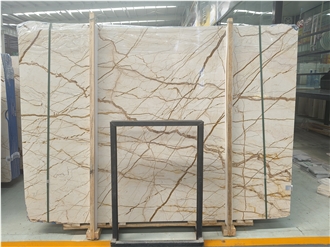 Polished Beige With Golden Veins Dragon Gold Marble Slabs For Walls