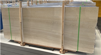 Polished Beige Wood Grain Serpeggiante Marble Slabs For Wall