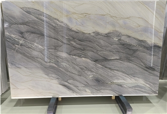 Polished Brazil Ocean Blue Quartzite Slabs For Walls