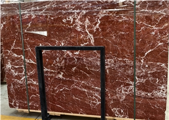Polished Red Rosso Francia Classico Marble Slabs For Walls