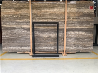 Polished Silver Brown Travertine Slabs For Walls And Floors