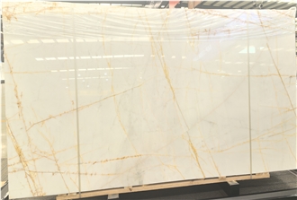 Polished White Golden Spider Marble Slabs